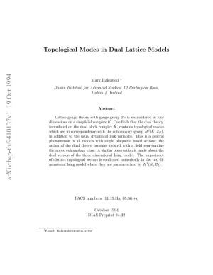 Topological Modes in Dual Lattice Models