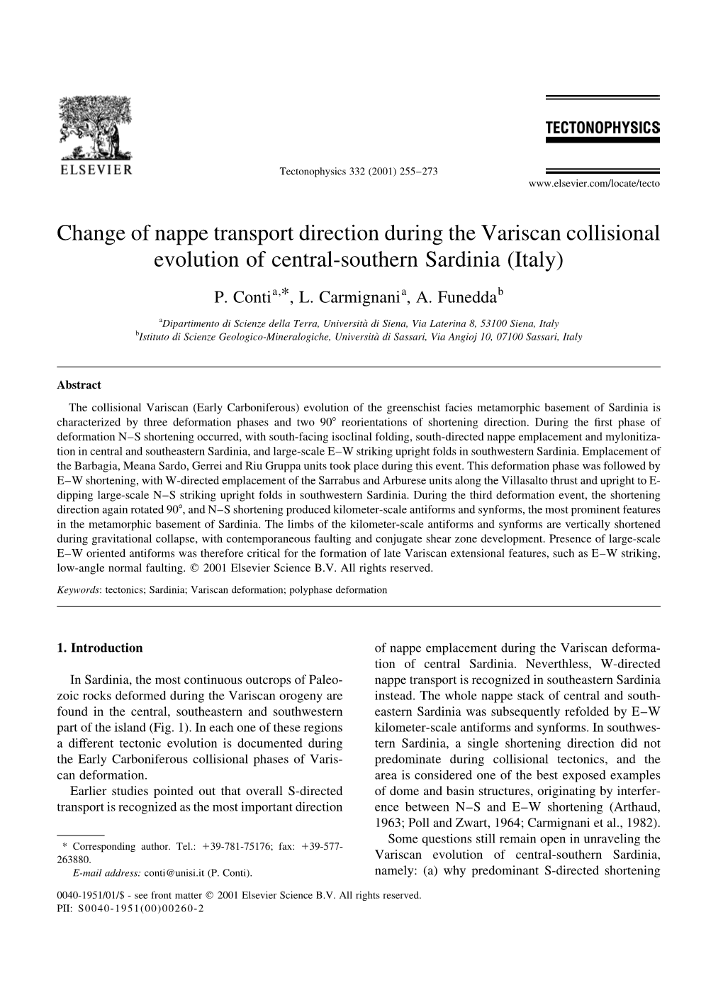 Change of Nappe Transport Direction During the Variscan Collisional Evolution of Central-Southern Sardinia (Italy)