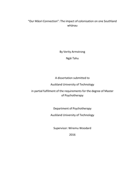 “Our Māori Connection”: the Impact of Colonisation on One Southland Whānau