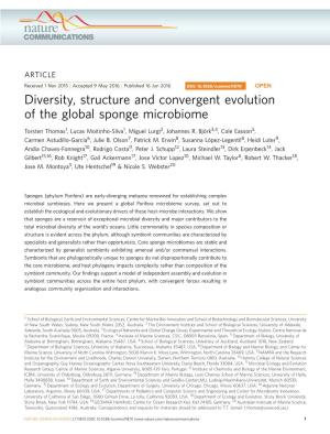 Diversity, Structure and Convergent Evolution of the Global Sponge Microbiome
