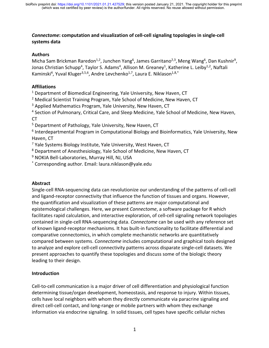 Connectome: Computation and Visualization of Cell-Cell Signaling Topologies in Single-Cell Systems Data