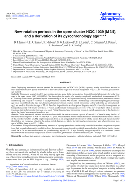 New Rotation Periods in the Open Cluster NGC 1039 (M 34), and a Derivation of Its Gyrochronology Age�,