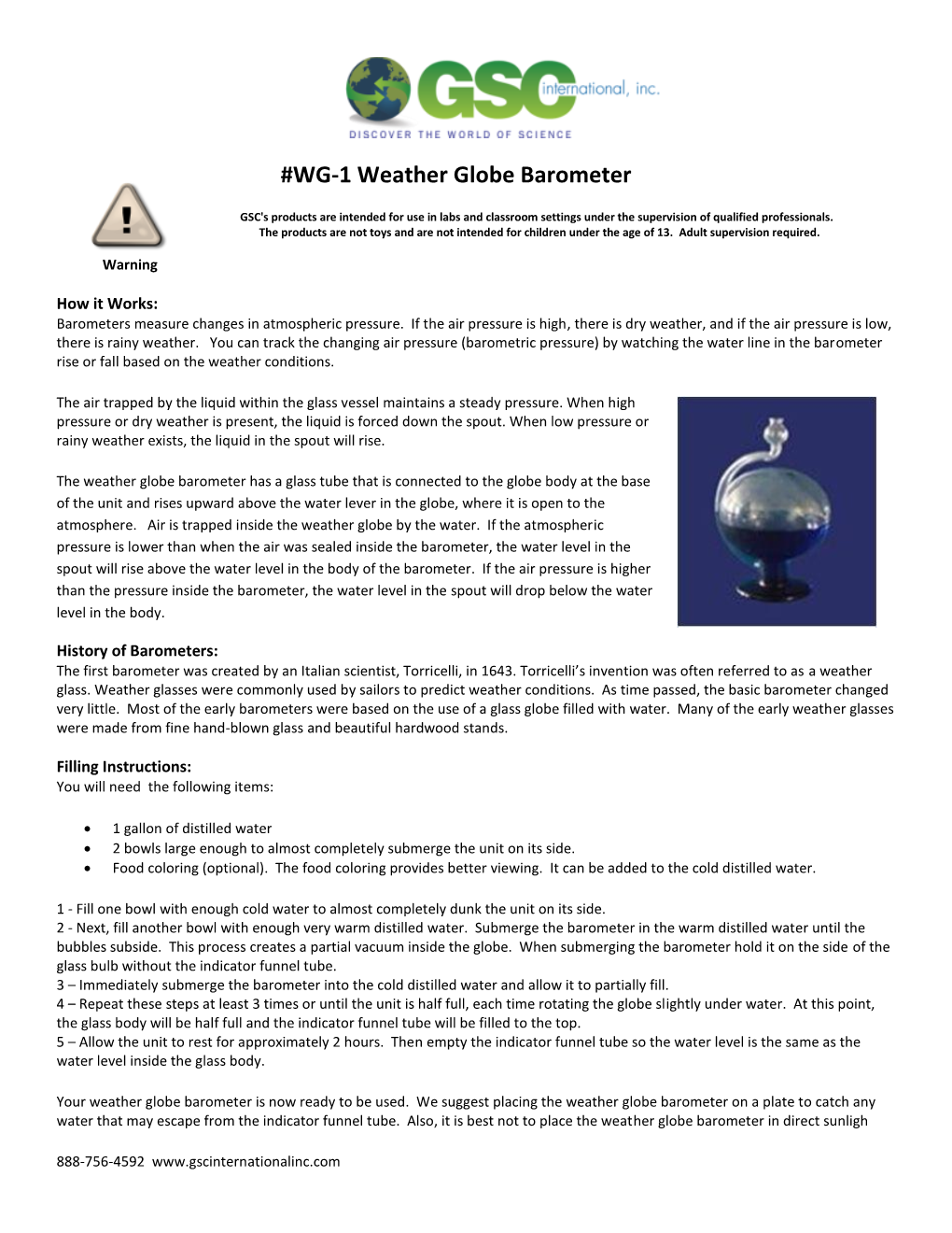 WG-1 Weather Globe Barometer