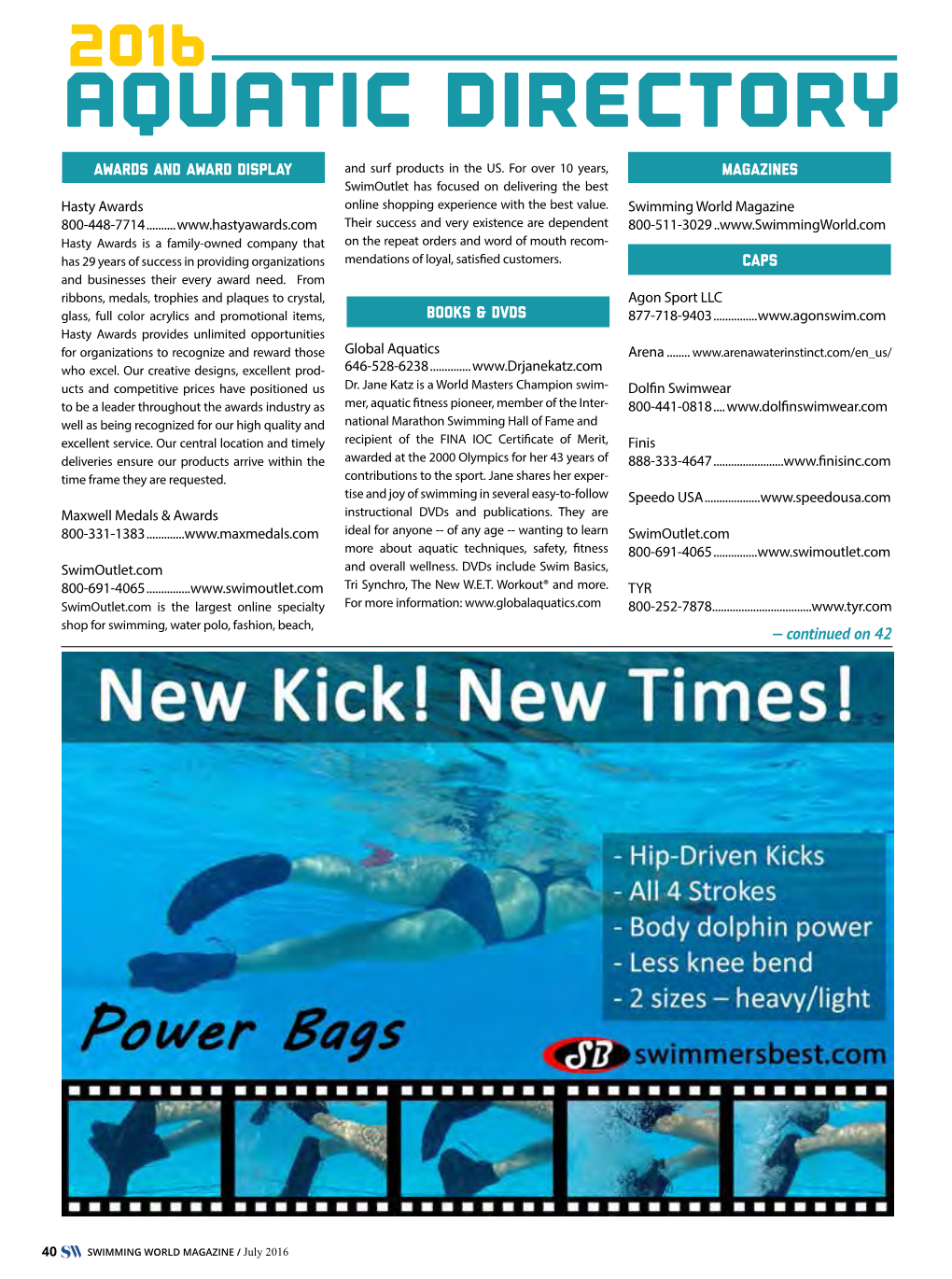 Swimming World Magazine 800-448-7714