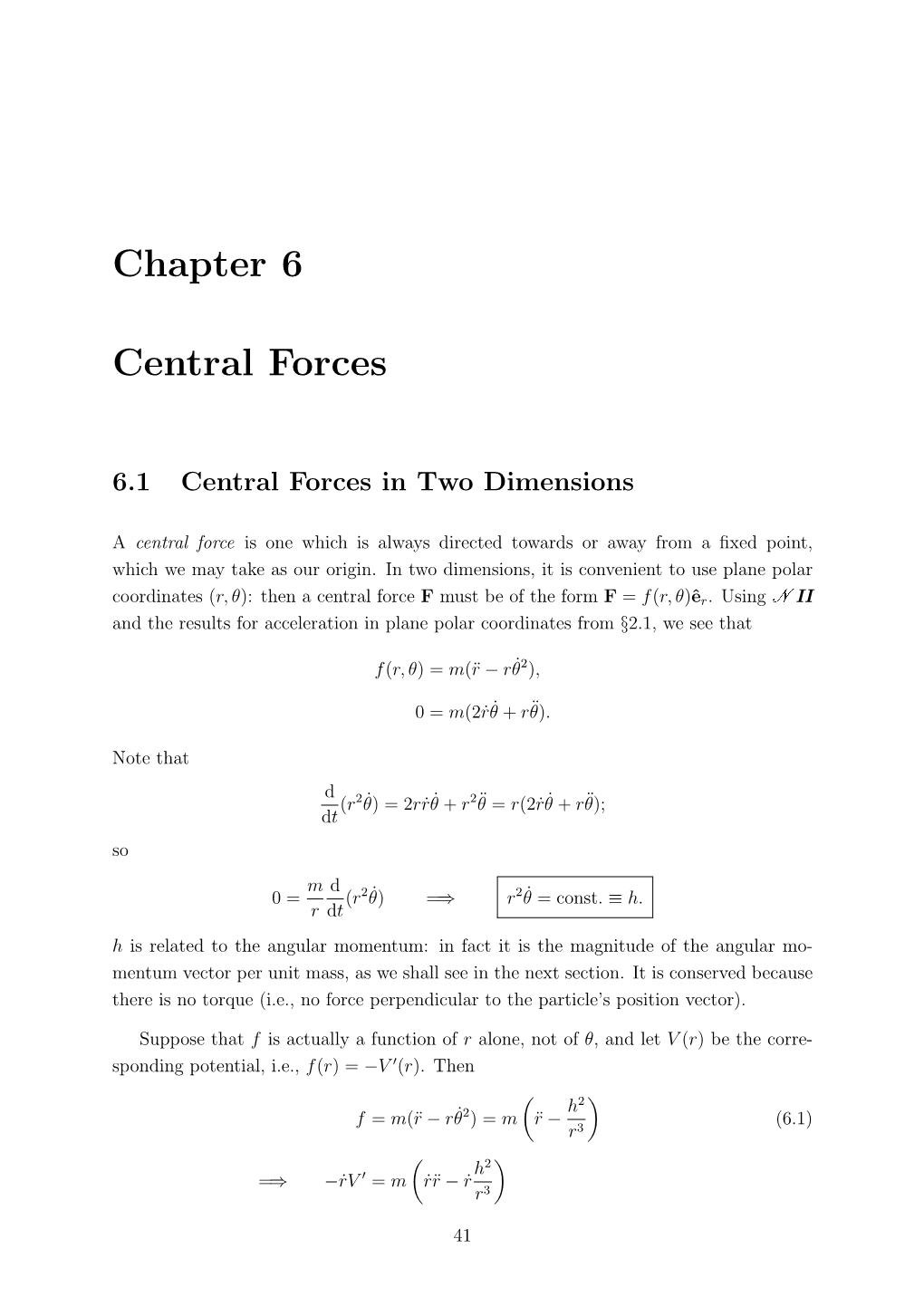 Chapter 6 Central Forces