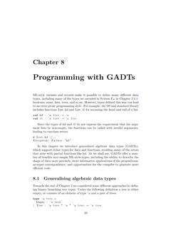 Programming with Gadts