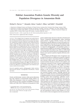 Habitat Association Predicts Genetic Diversity and Population Divergence in Amazonian Birds