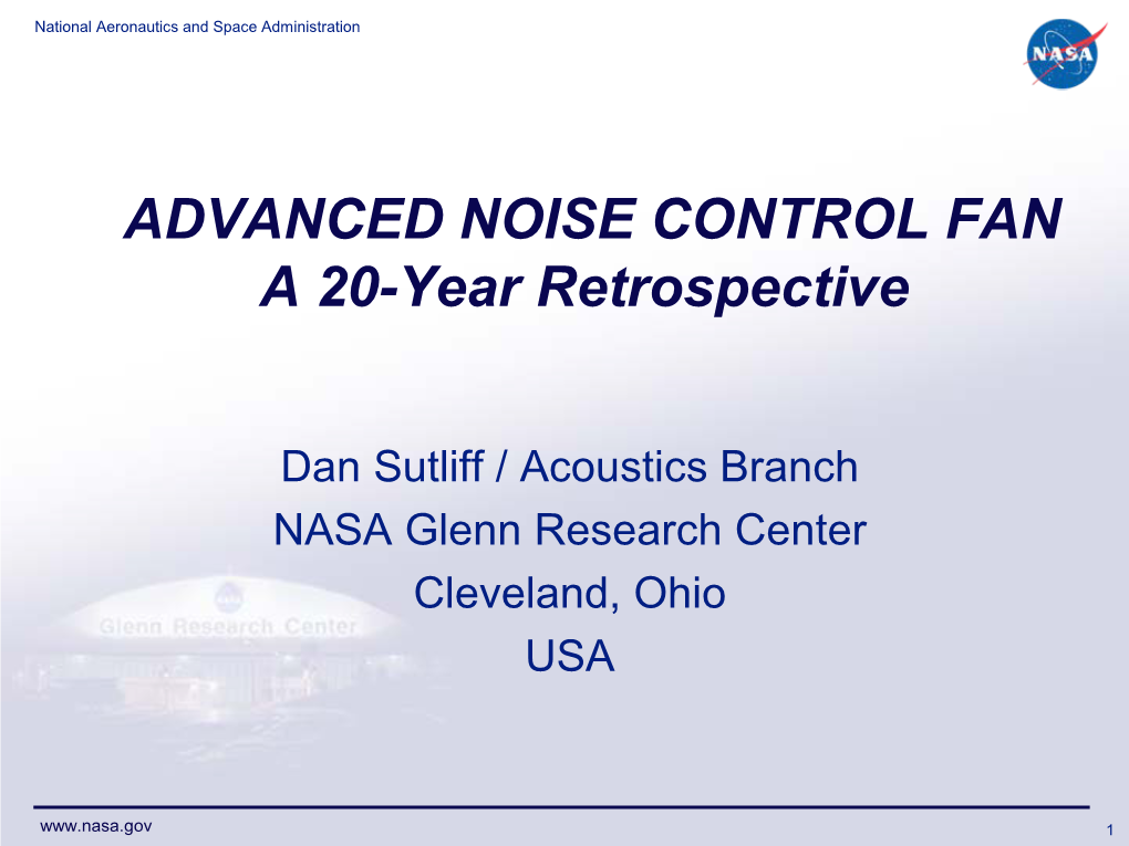 ADVANCED NOISE CONTROL FAN a 20-Year Retrospective