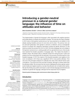 Introducing a Gender-Neutral Pronoun in a Natural Gender Language: the Inﬂuence of Time on Attitudes and Behavior