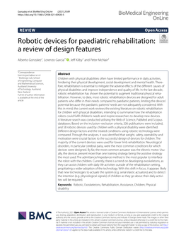 Robotic Devices for Paediatric Rehabilitation: a Review of Design Features