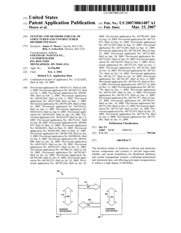 (12) Patent Application Publication (10) Pub. No.: US 2007/0061487 A1 M00re Et Al