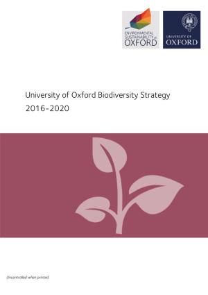 University of Oxford Biodiversity Strategy 2016-2020
