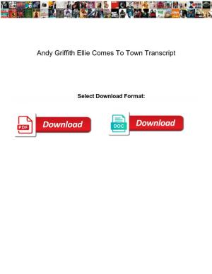Andy Griffith Ellie Comes to Town Transcript