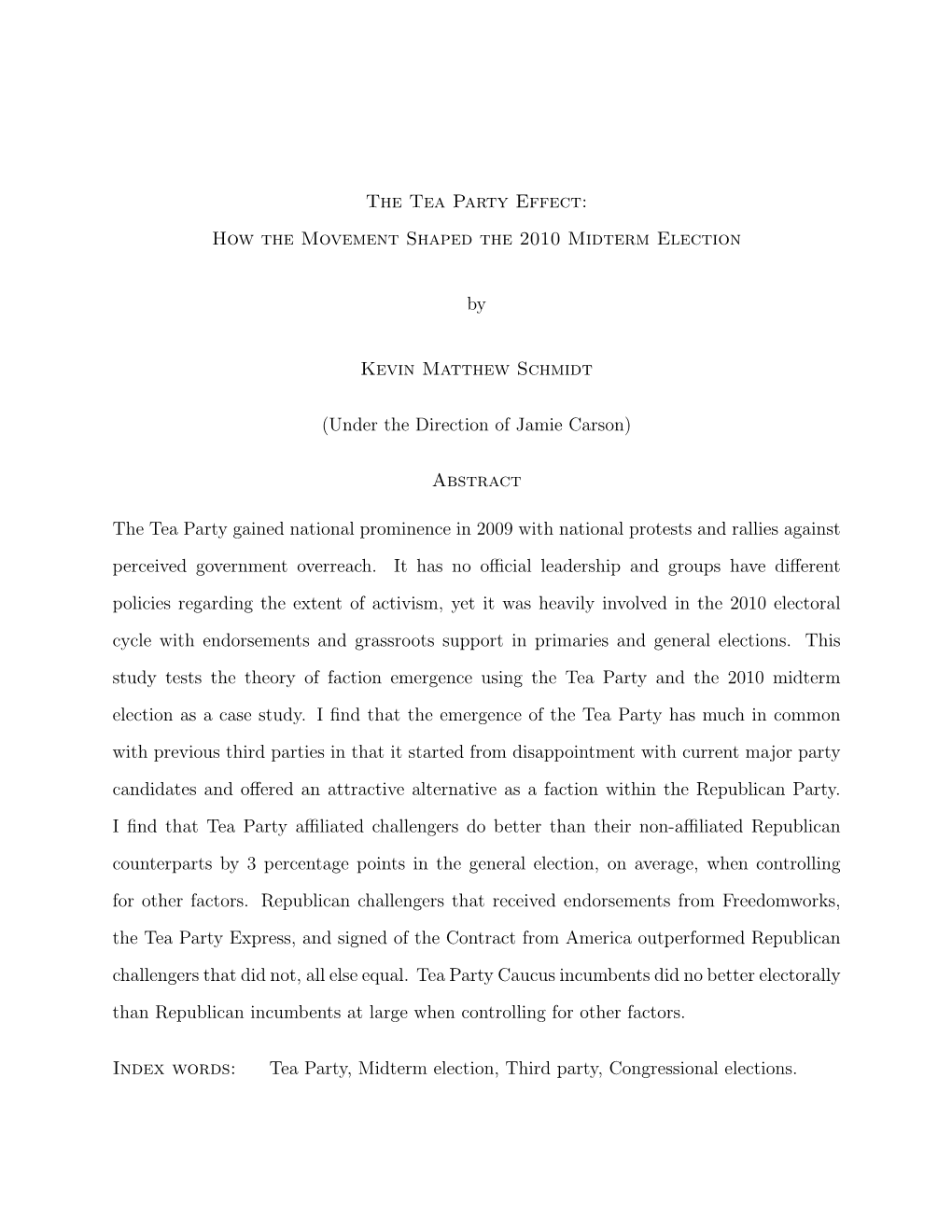 The Tea Party Effect: How the Movement Shaped the 2010 Midterm Election