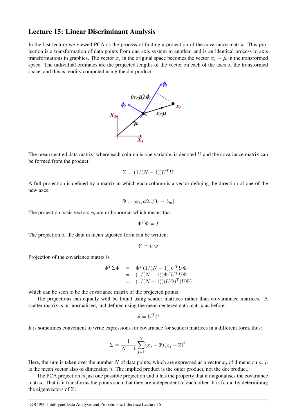 Lecture 15: Linear Discriminant Analysis