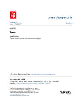 Journal of Religion & Film Taken