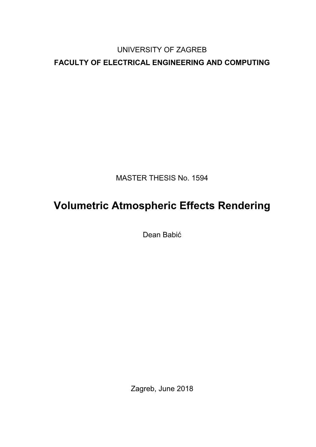Volumetric Atmospheric Effects Rendering