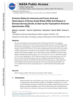 Emission Ratios for Ammonia and Formic Acid and Observations Of