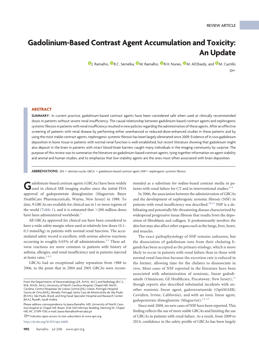 Gadolinium-Based Contrast Agent Accumulation and Toxicity: an Update