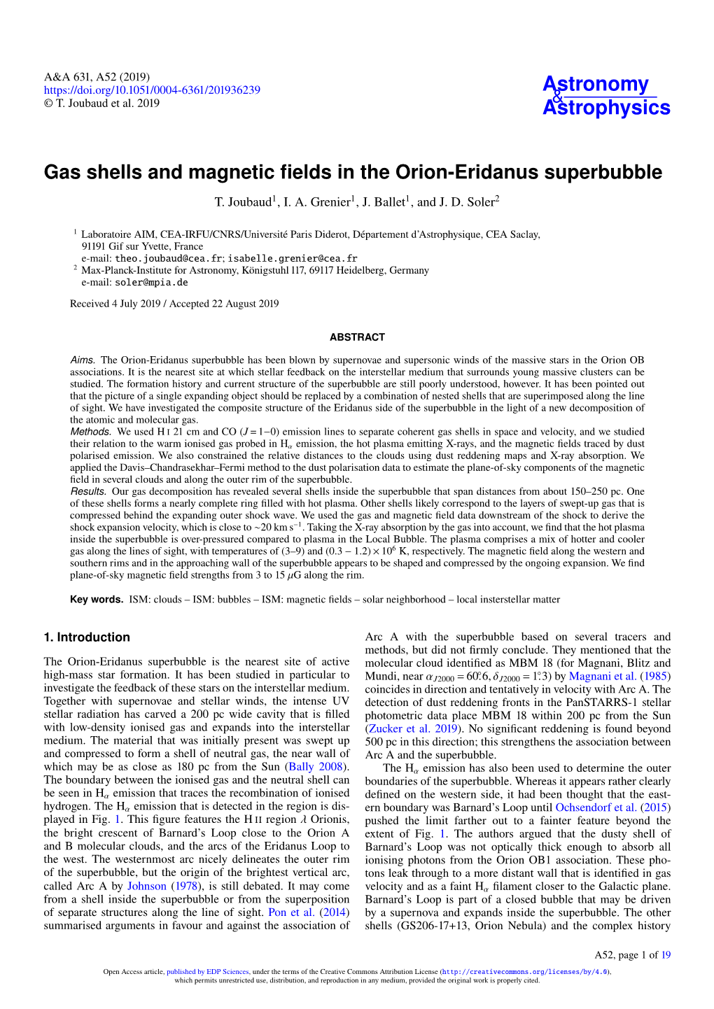 Gas Shells and Magnetic Fields in the Orion