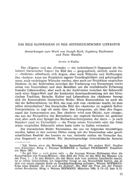 DAS BILD SLOWENIENS in DER Osterreichischen LITERATUR Anmerkungen Zwn Werk Van Joseph Roth, Lngeborg Bachmann Und Peter Handke A