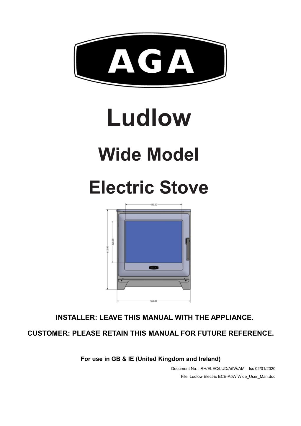 Ludlow Wide Model Electric Stove