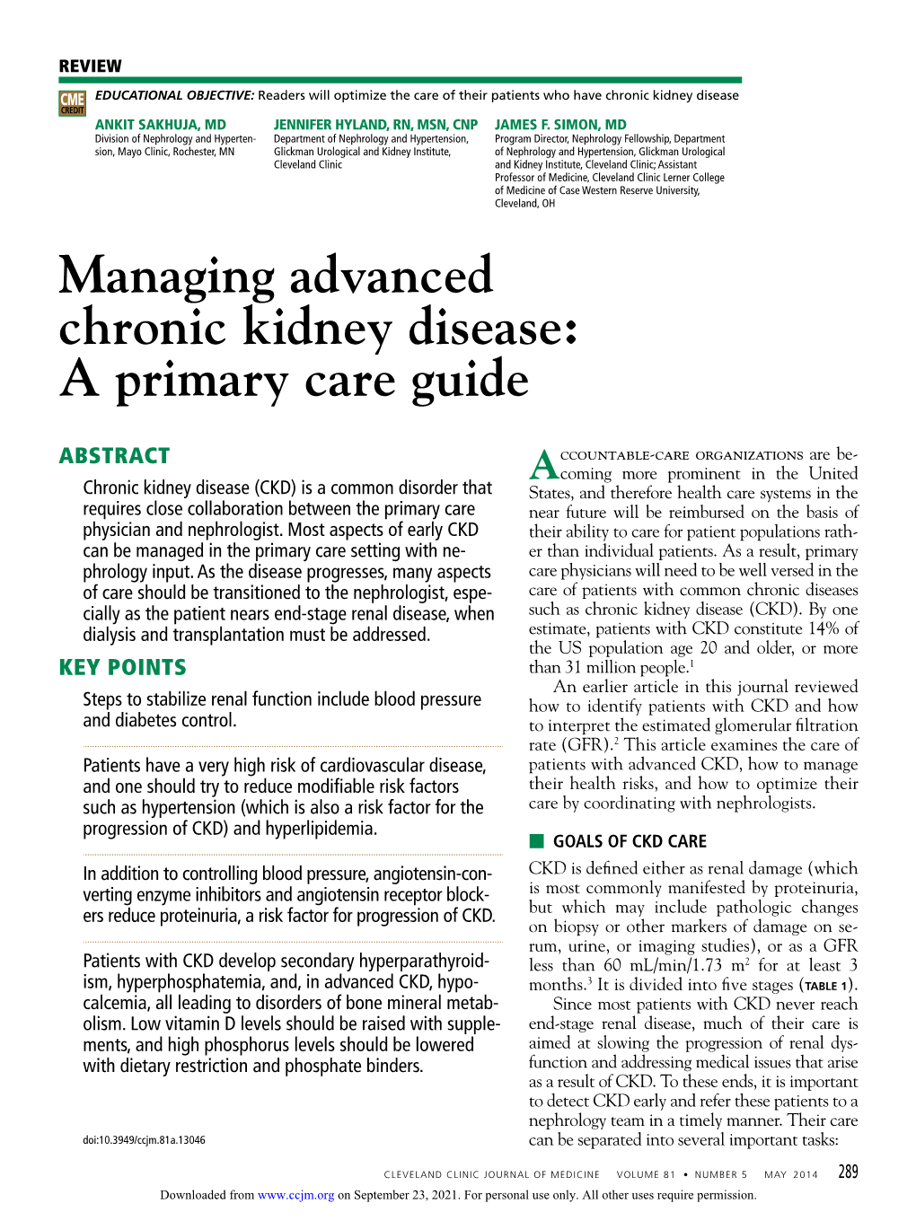 Managing Advanced Chronic Kidney Disease: a Primary Care Guide