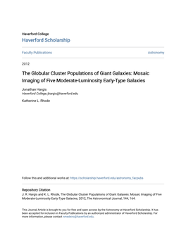 The Globular Cluster Populations of Giant Galaxies: Mosaic Imaging of Five Moderate-Luminosity Early-Type Galaxies