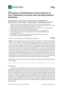 Chemotypes and Biomarkers of Seven Species of New Caledonian Liverworts from the Bazzanioideae Subfamily
