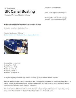 Bath and Return from Bradford on Avon | UK Canal Boating