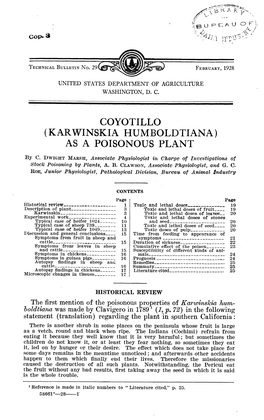 Coyotillo (Karwinskia Humboldtiana) As a Poisonous Plant
