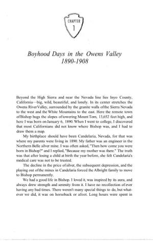 Boyhood Days in the Owens Valley 1890-1908