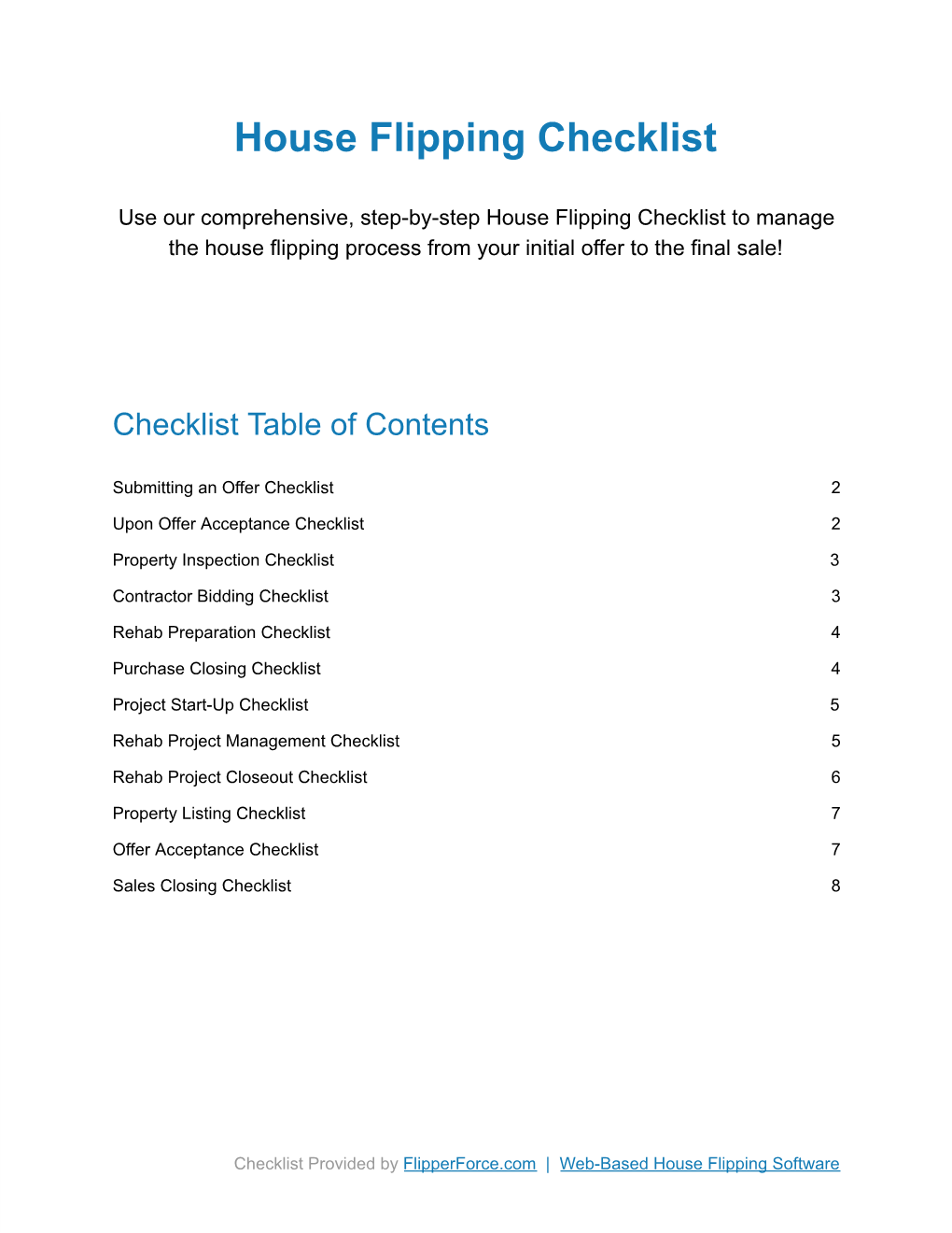 House Flipping Checklist
