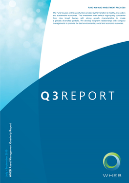 July Asset Quarterly WHEB Report Management July - September 2019 01 WHEB Asset Management Quarterly Report