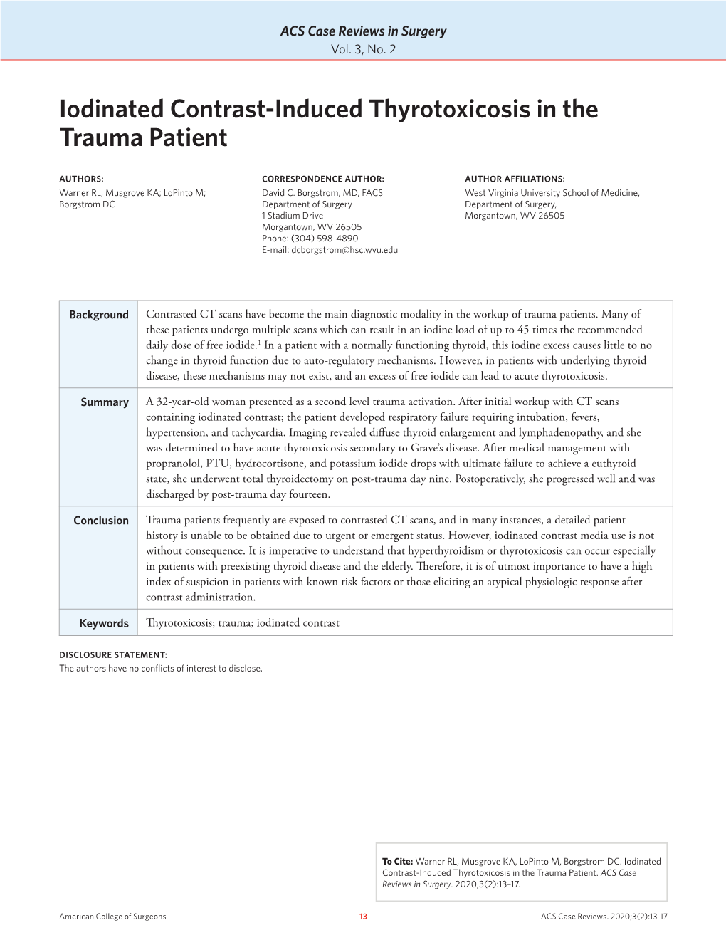 Iodinated Contrast-Induced Thyrotoxicosis in the Trauma Patient