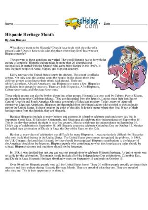 Hispanic Heritage Month by Jane Runyon