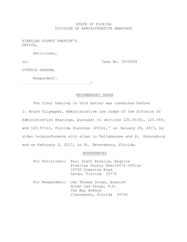 State of Florida Division of Administrative Hearings