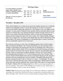 '54 Class Notes Use Ctrl/F (Find) to Search for Names, Topics, Months, Years, May - Dec