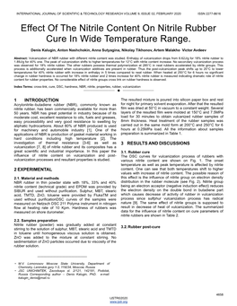 Effect of the Nitrile Content on Nitrile Rubber Cure in Wide Temperature Range