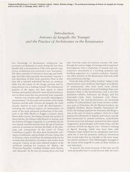Introduction. Antonio Da Sangallo the Younger and the Practice of Architecture in the Renaissance