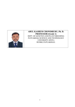 Curriculum Vitae of Dr Mohammad Abul Kashem Chowdhury