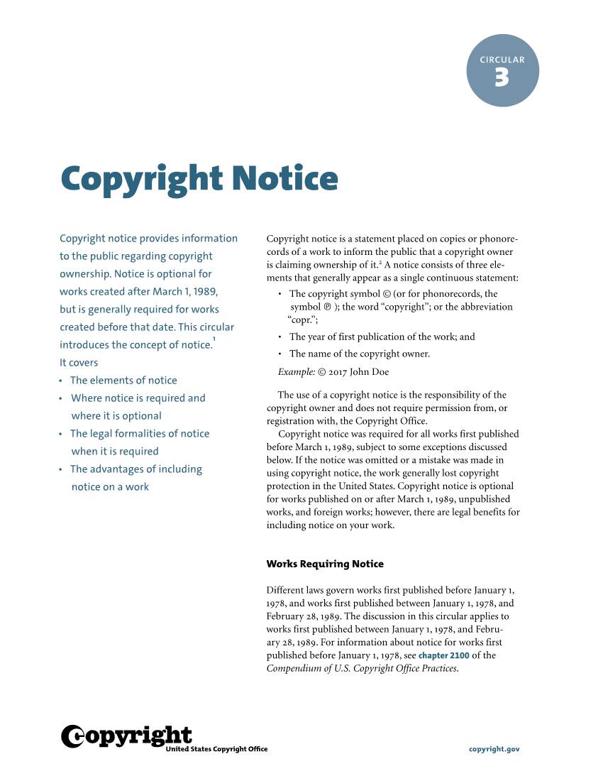 Circular 3 Copyright Notice