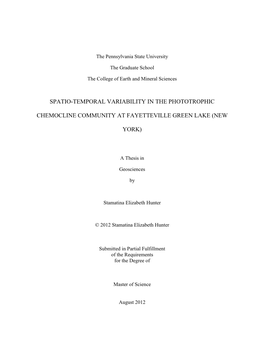 Spatio-Temporal Variability in the Phototrophic