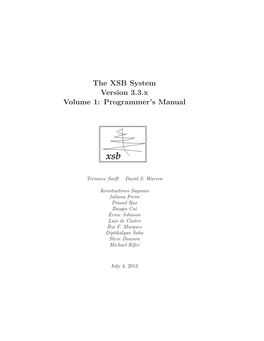 The XSB System Version 3.3.X Volume 1: Programmer's Manual