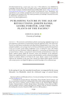 Publishing Nature in the Age of Revolutions: Joseph Banks, Georg Forster, and the Plants of the Pacific*
