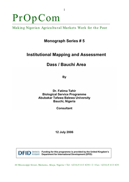 Monograph Series # 5 Institutional Mapping And