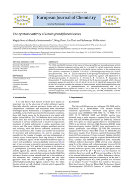 European Journal of Chemistry 1 (2) (2010) 110‐114