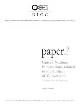 United Nations Publications Related to the Subject of Conversion an Annotated Bibliography