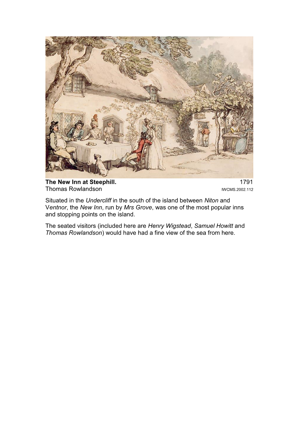 The New Inn at Steephill. 1791 Thomas Rowlandson Situated In