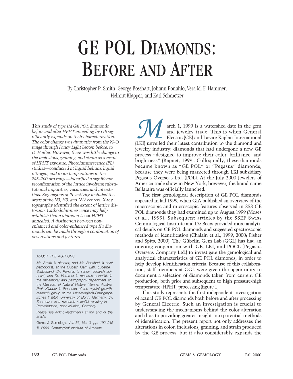 GE POL DIAMONDS: BEFORE and AFTER by Christopher P